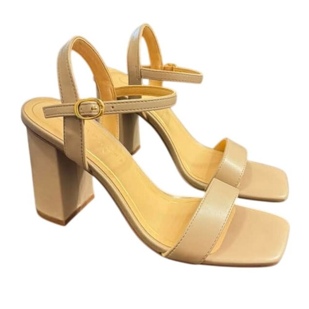 TIVONA STATMENT STRAPPY BLOCK HEELS IN WIDE - Taupe, 8M!! NEW!!!